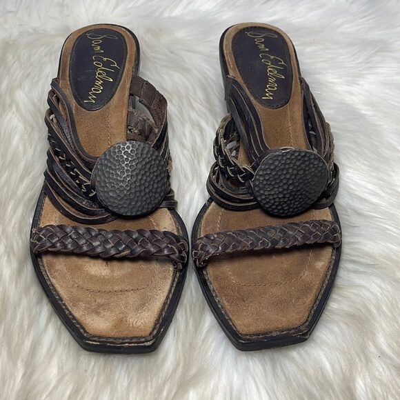 Sam Edelman Brown Woven Leather Mules Sz 7.5 - Picture 2 of 6